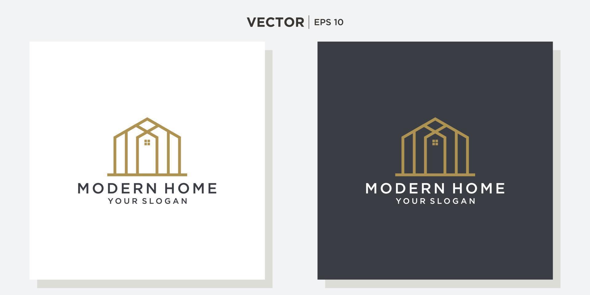 House Logo. Gold House Symbol Geometric Linear Style isolated on Double Background. Usable for Real Estate, Construction, Architecture and Building Logos. vector