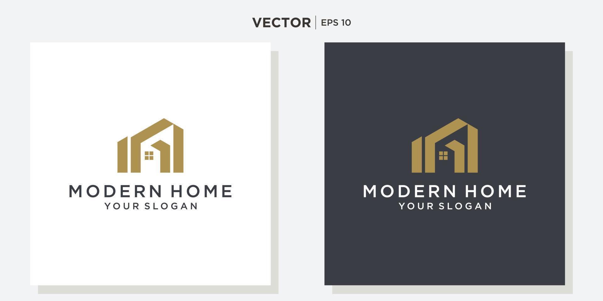 House Logo. Gold House Symbol Geometric Linear Style isolated on Double Background. Usable for Real Estate, Construction, Architecture and Building Logos. vector