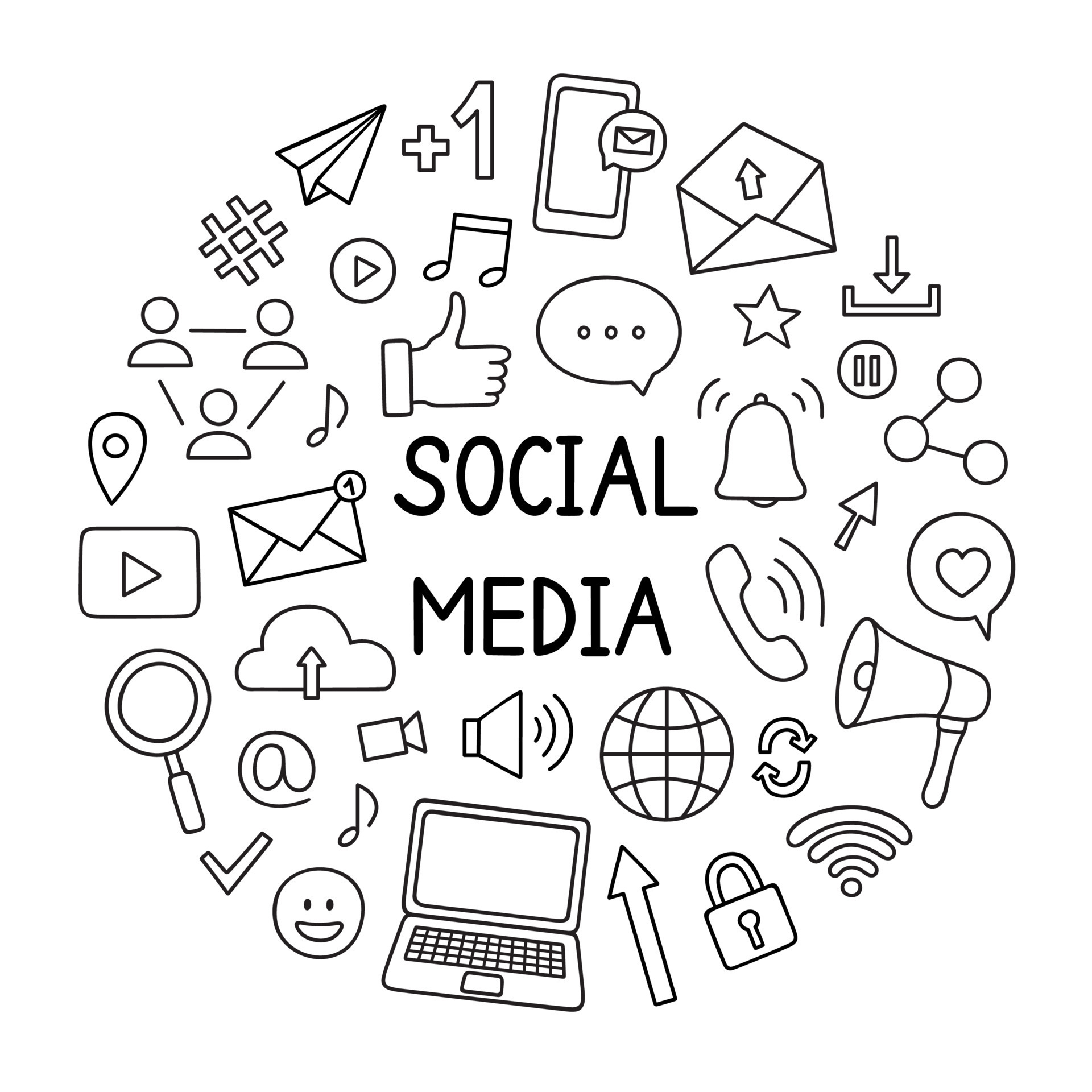 Social media hand draw integrated icons set Vector Image