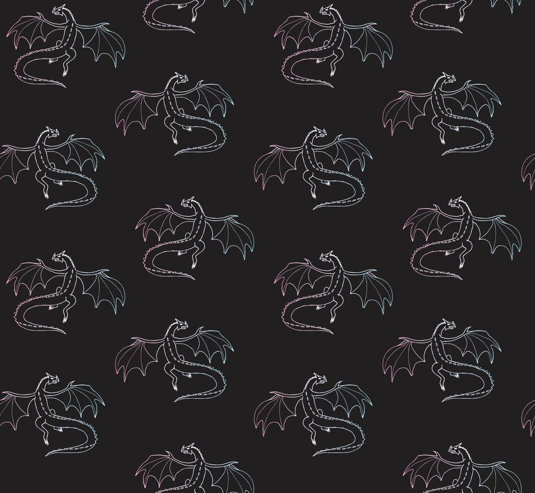 Seamless pattern of hand drawn dragon vector