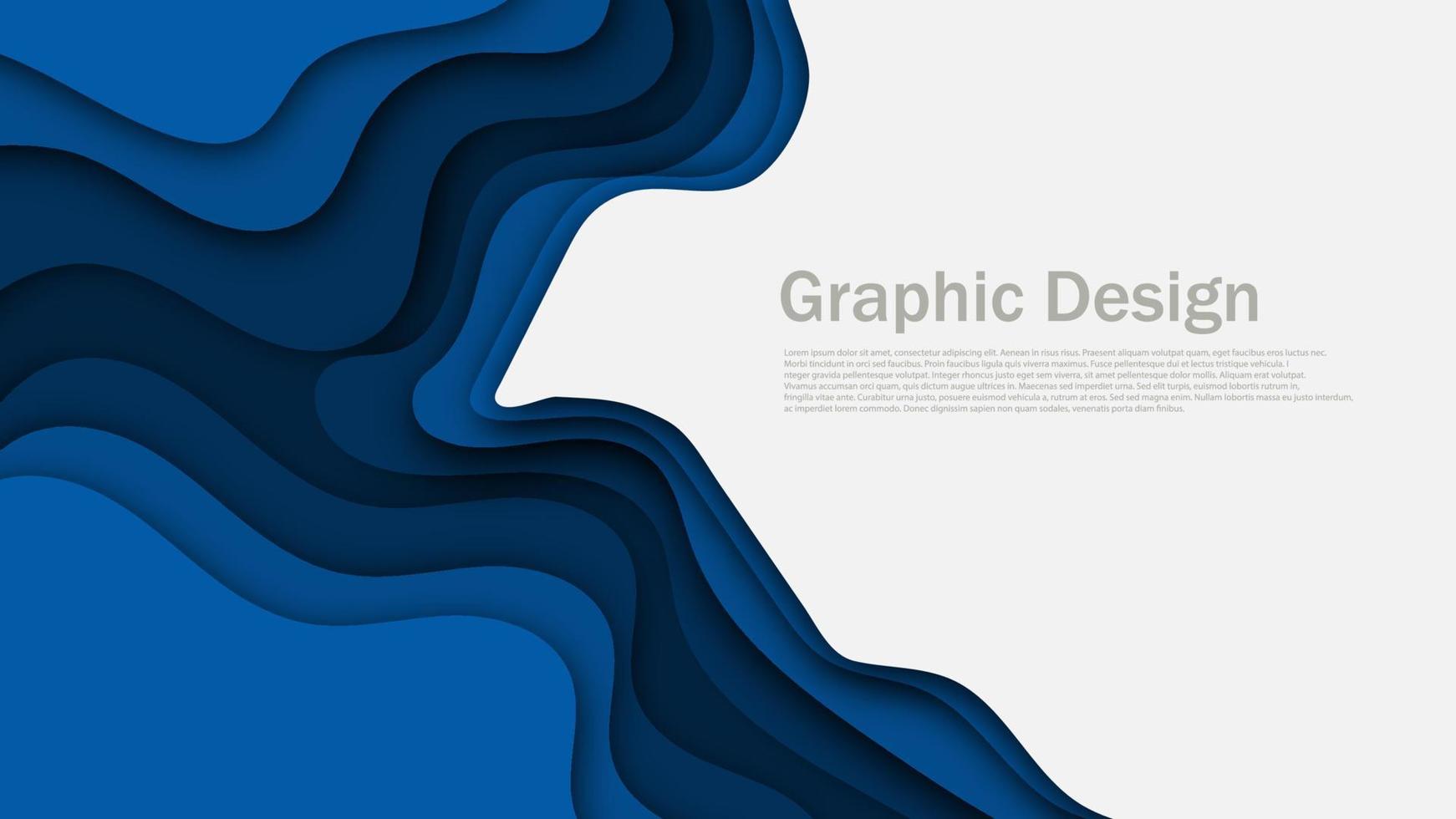 abstract blue ocean papercut, 3d layout element clean background design vector