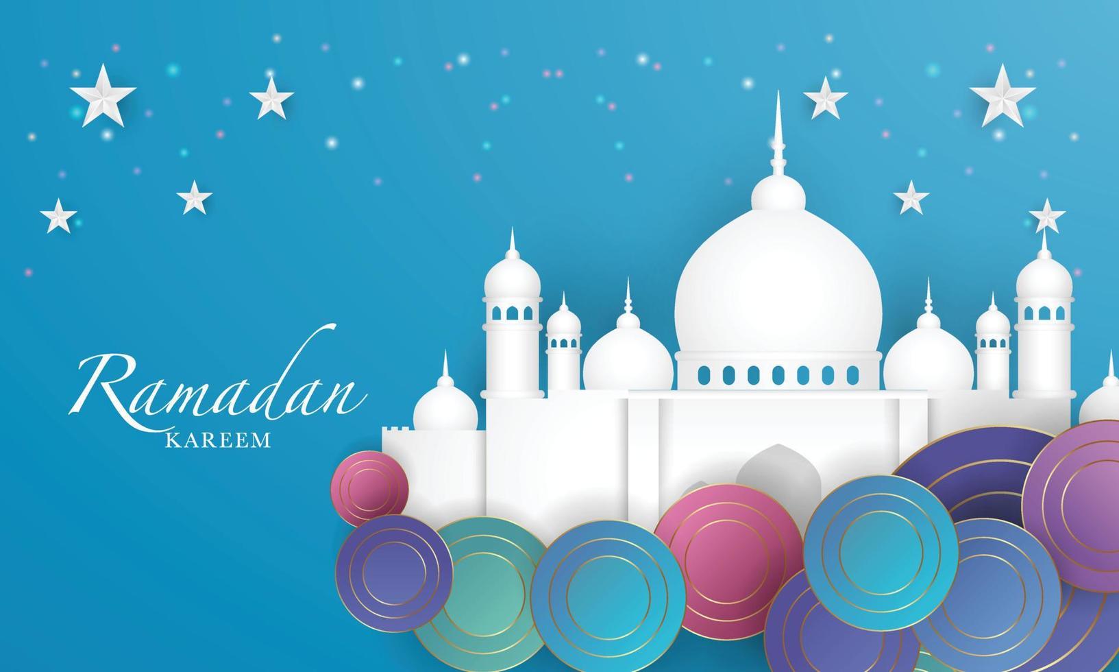 Ramadan Kareem Background Design. Greeting Card, Banner, Poster. Vector Illustration.