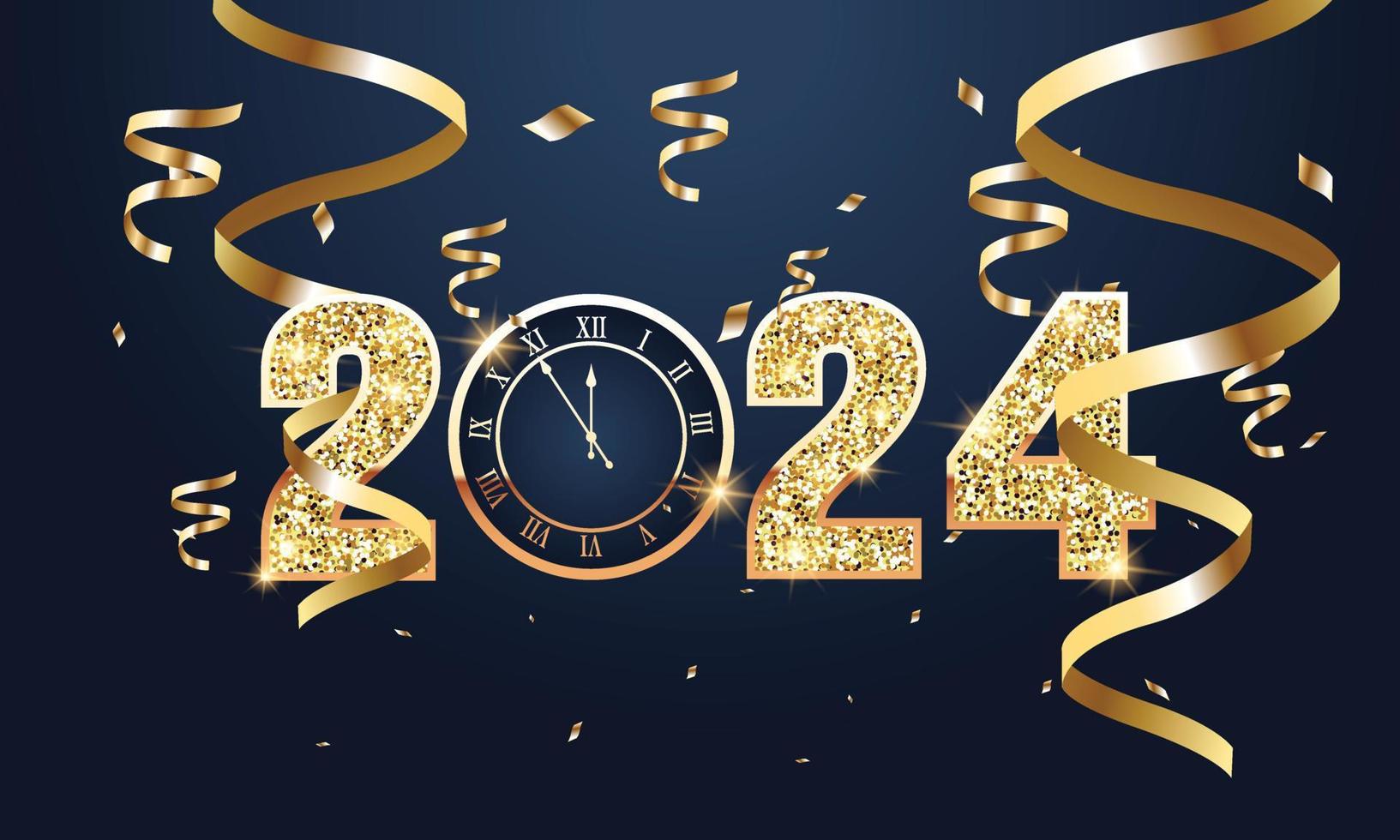 2024 Happy New Year Background Design Greeting Card Banner Poster Illustration Vector 