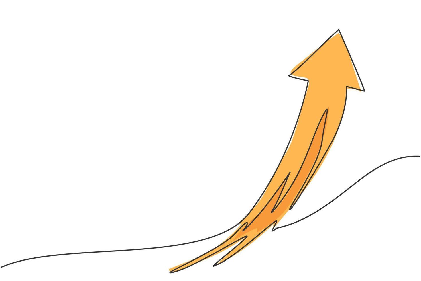 dibujo de una sola línea del símbolo de flecha volando hacia arriba en el cielo. concepto mínimo del gráfico de crecimiento de las finanzas empresariales. Ilustración de vector gráfico de diseño de dibujo de línea continua moderna