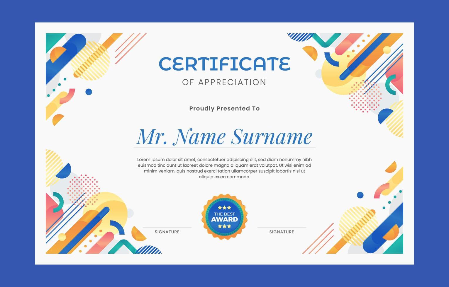 Creative Colorful Modern Certificate Concept vector