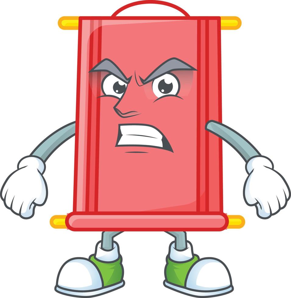 Chinese red scroll cartoon character style vector
