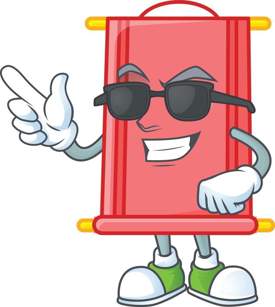 Chinese red scroll cartoon character style vector