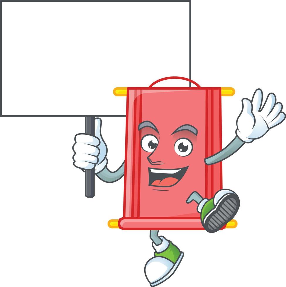 Chinese red scroll cartoon character style vector