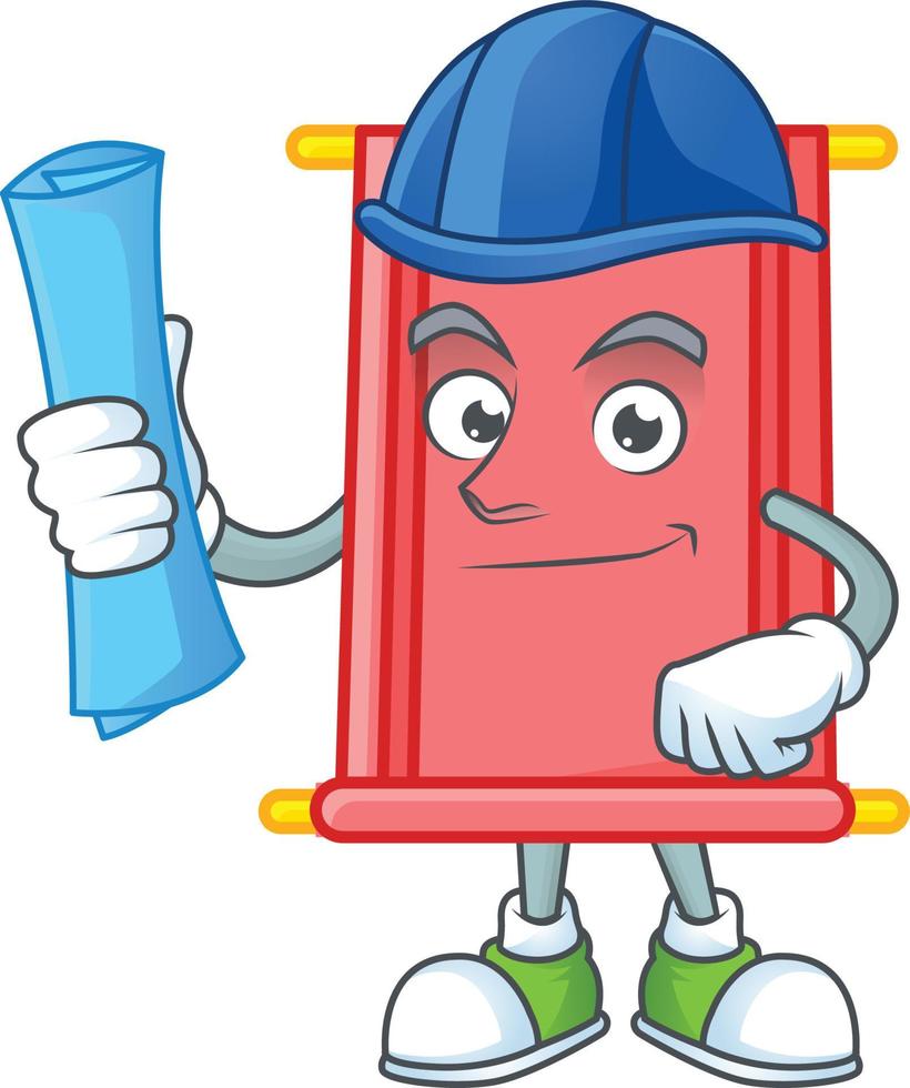 Chinese red scroll cartoon character style vector