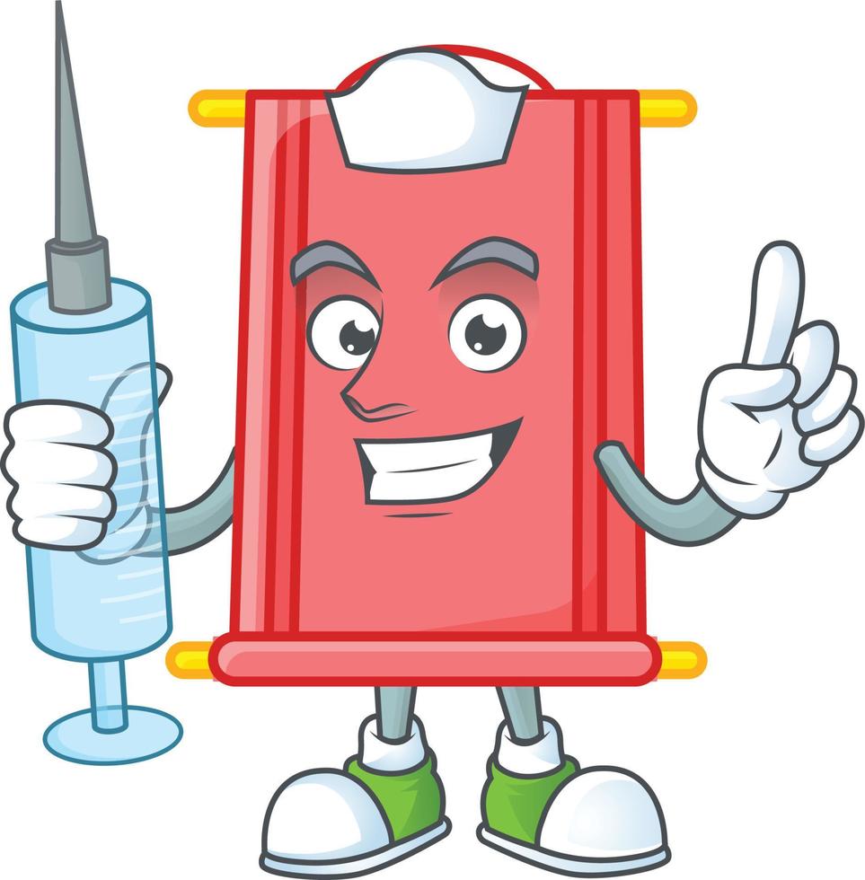 Chinese red scroll cartoon character style vector