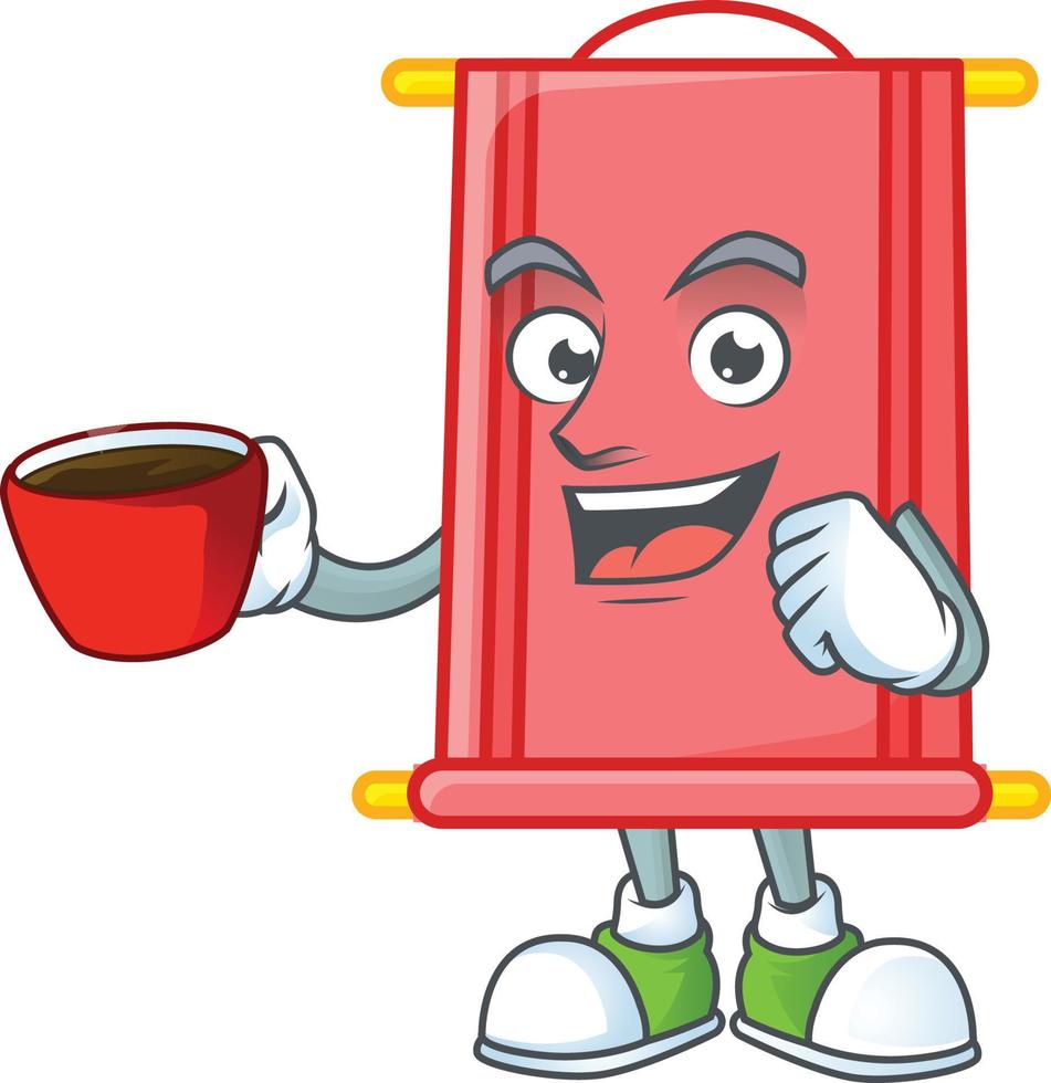 Chinese red scroll cartoon character style vector