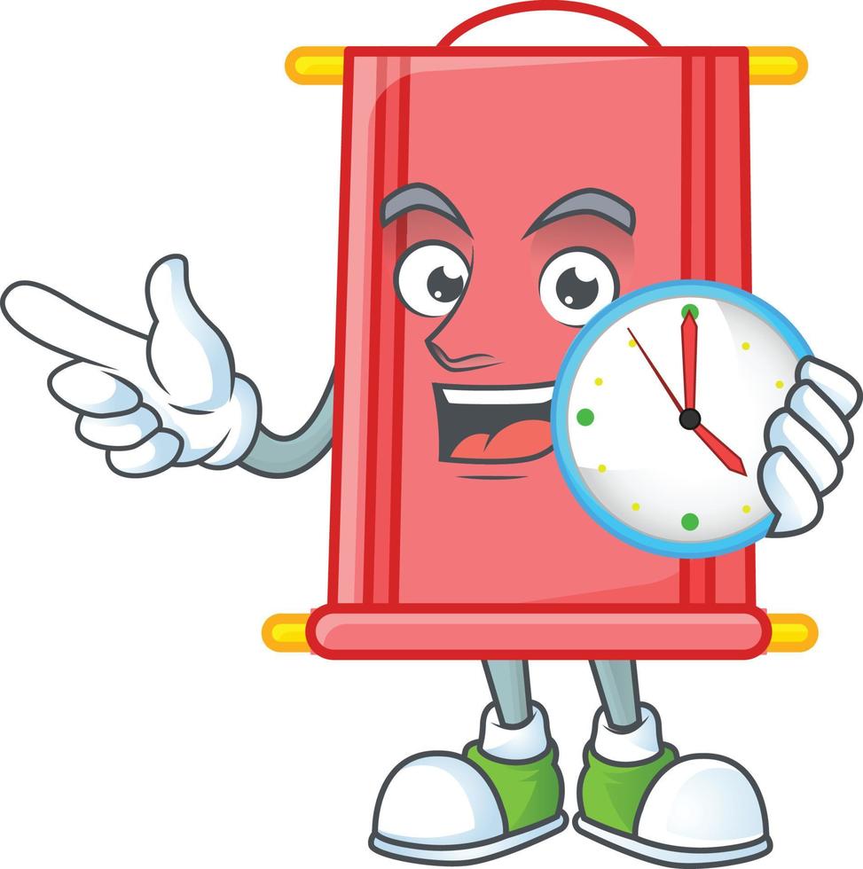 Chinese red scroll cartoon character style vector