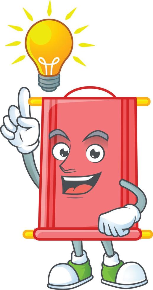 Chinese red scroll cartoon character style vector