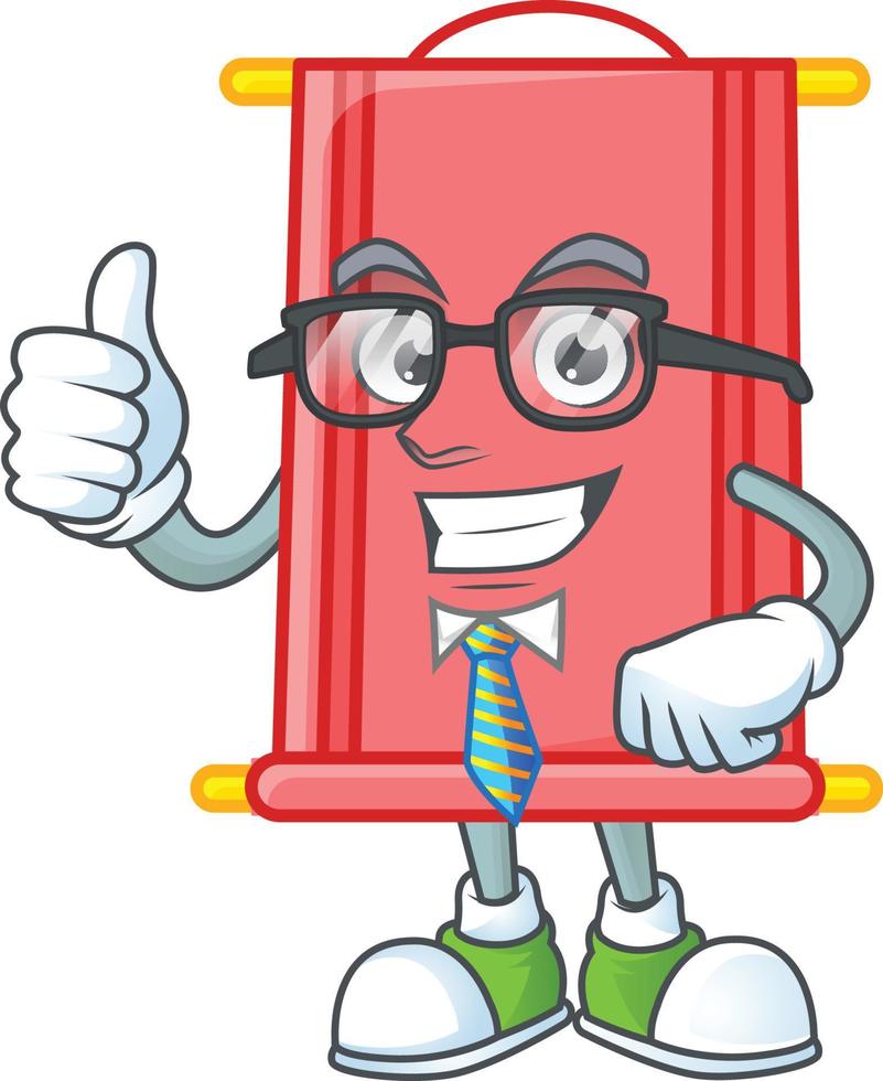 Chinese red scroll cartoon character style vector