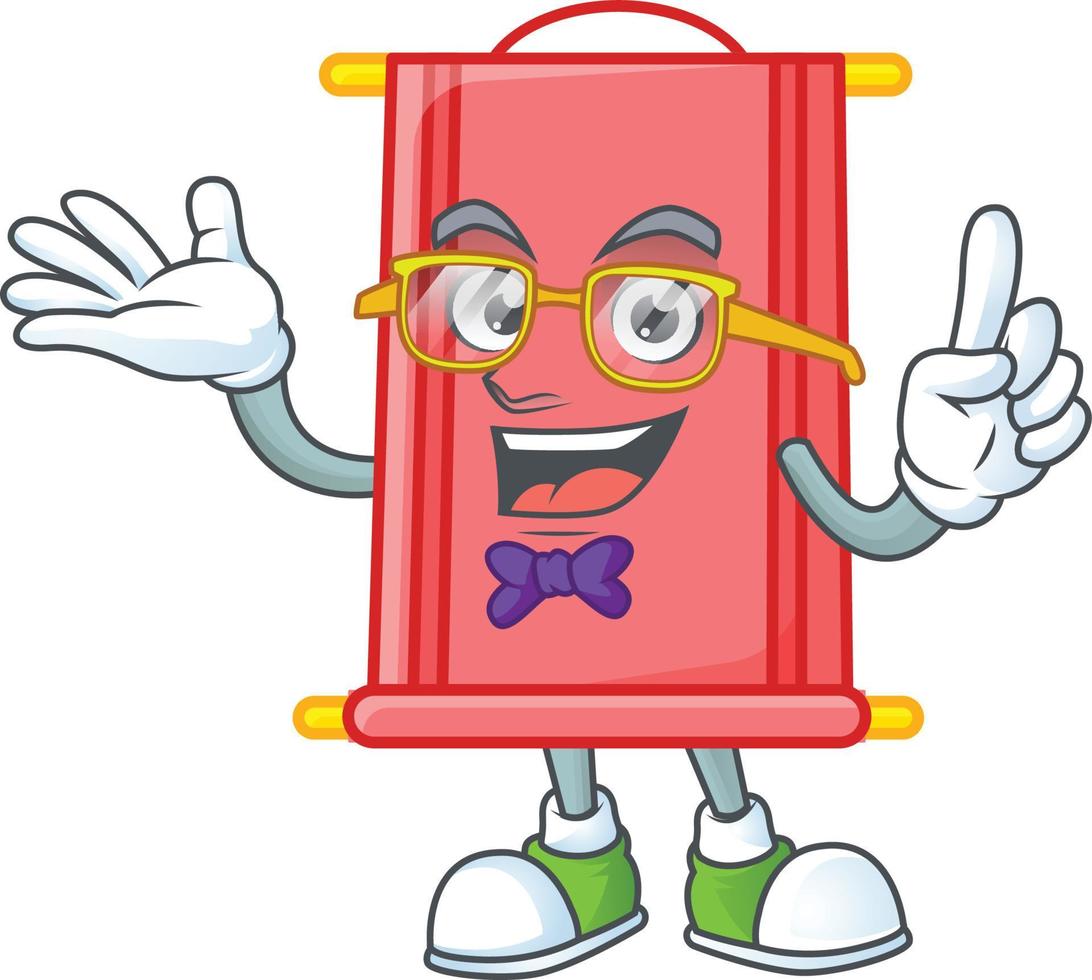 Chinese red scroll cartoon character style vector