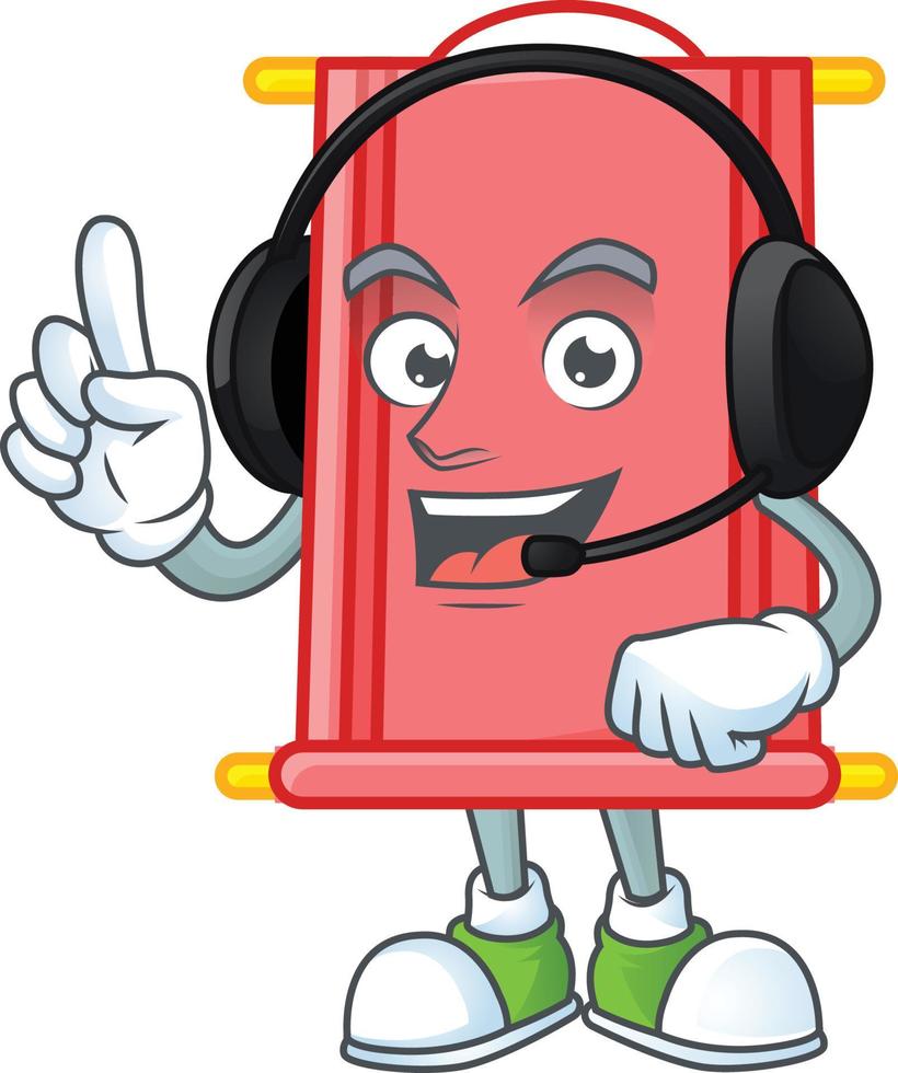 Chinese red scroll cartoon character style vector