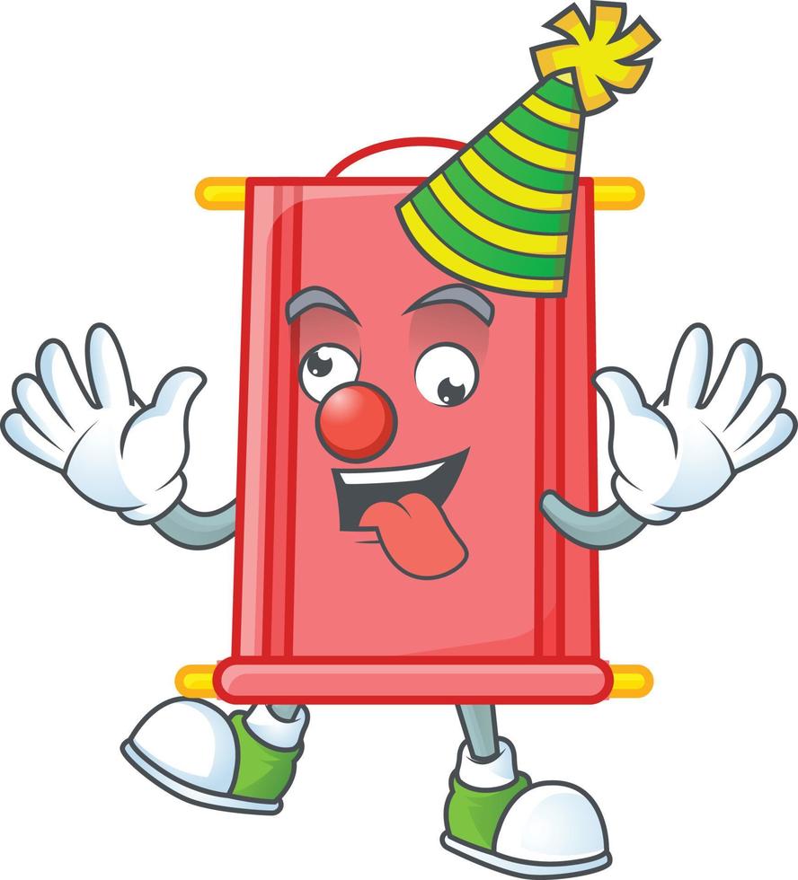 Chinese red scroll cartoon character style vector