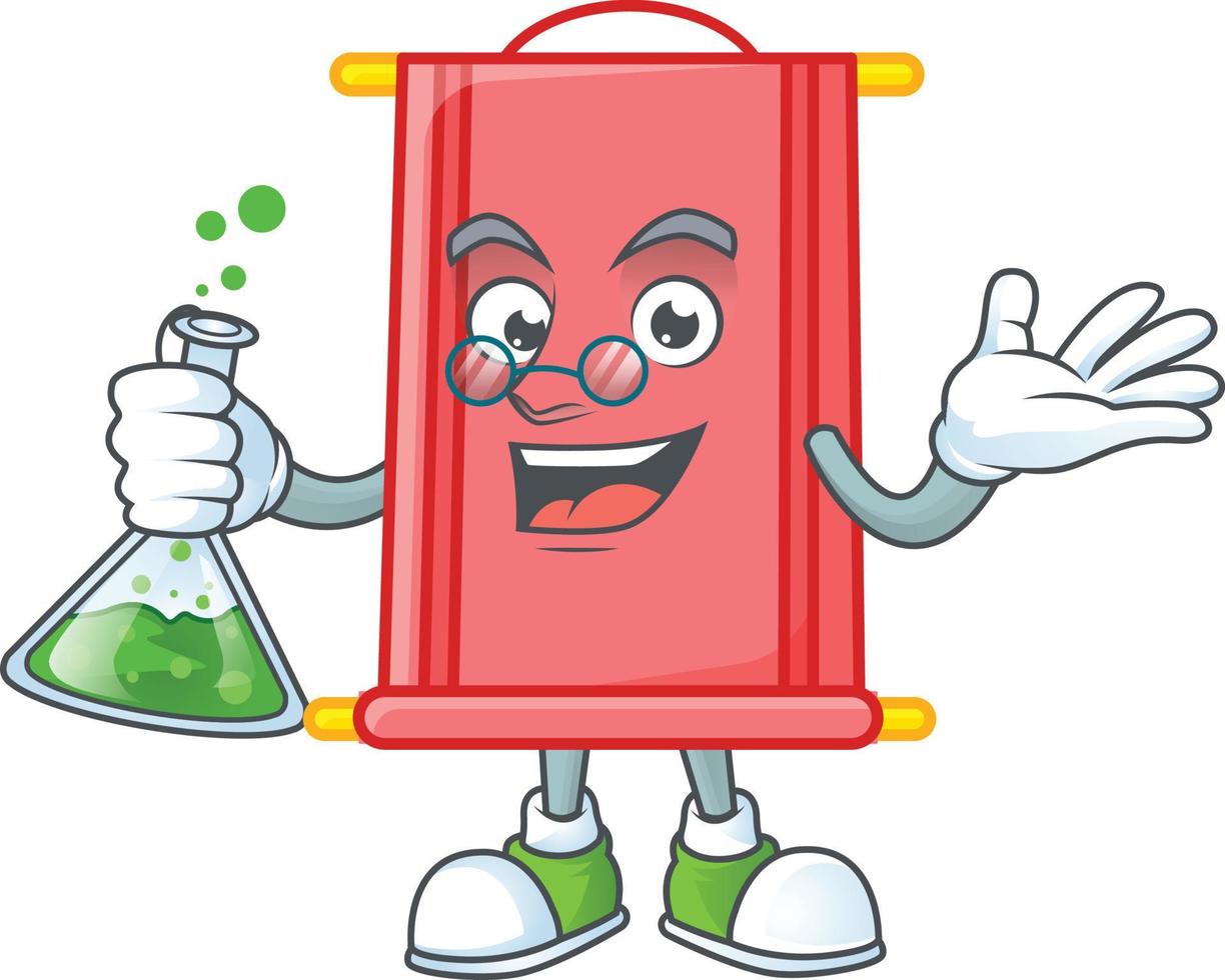 Chinese red scroll cartoon character style vector