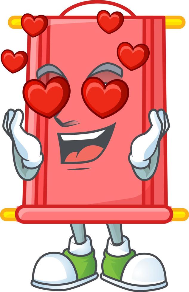 Chinese red scroll cartoon character style vector