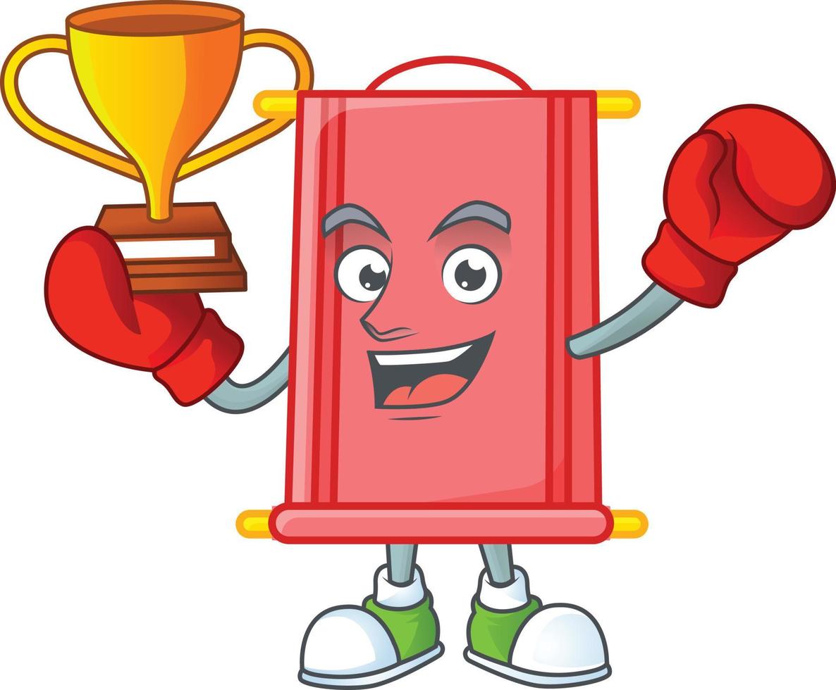 Chinese red scroll cartoon character style vector