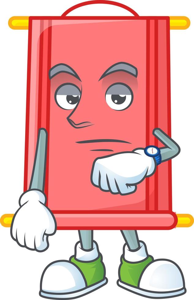 Chinese red scroll cartoon character style vector