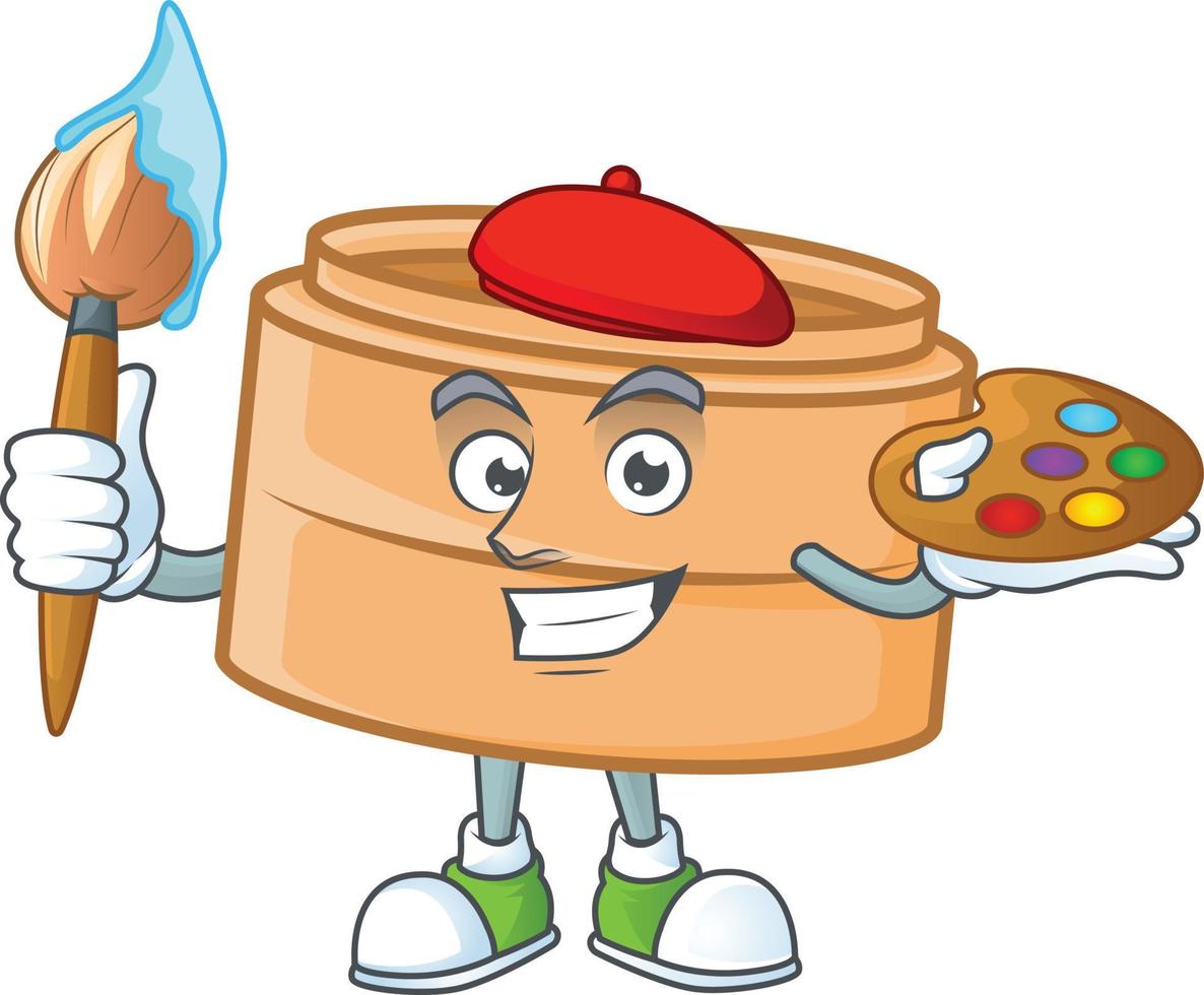Dimsum basket cartoon character style vector