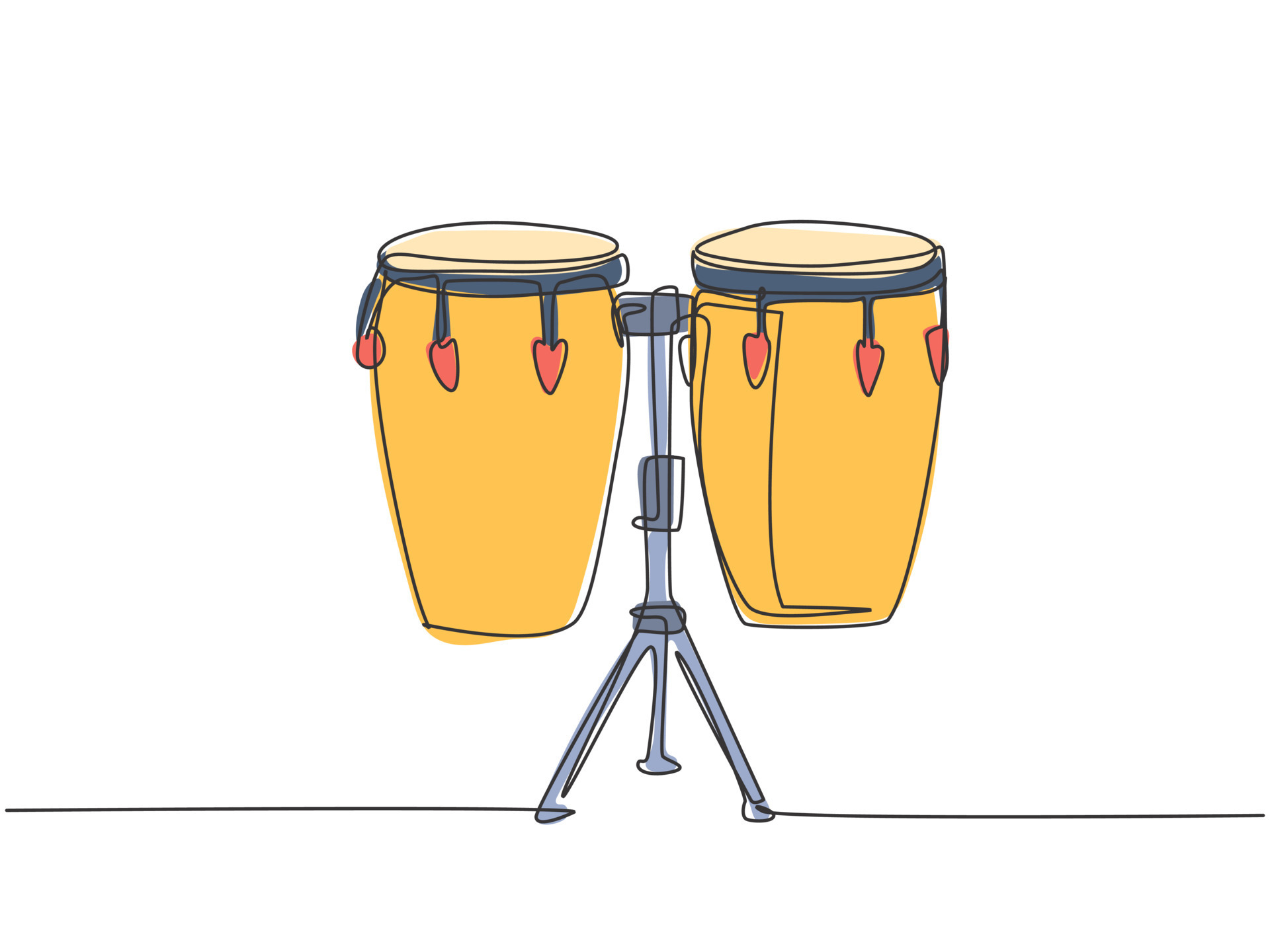 Vecteur Stock Drum tam-tam, ethnic music instrument, sketch