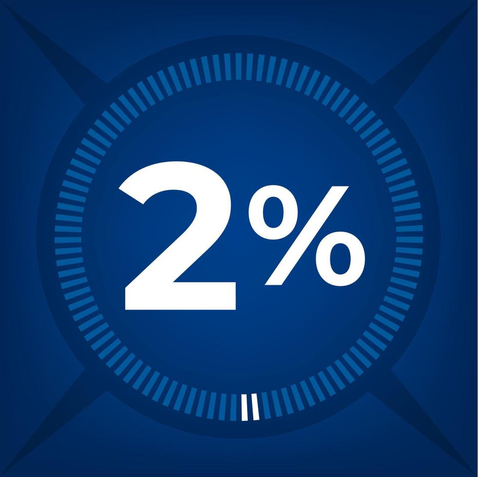 2 percent count on dark blue background vector