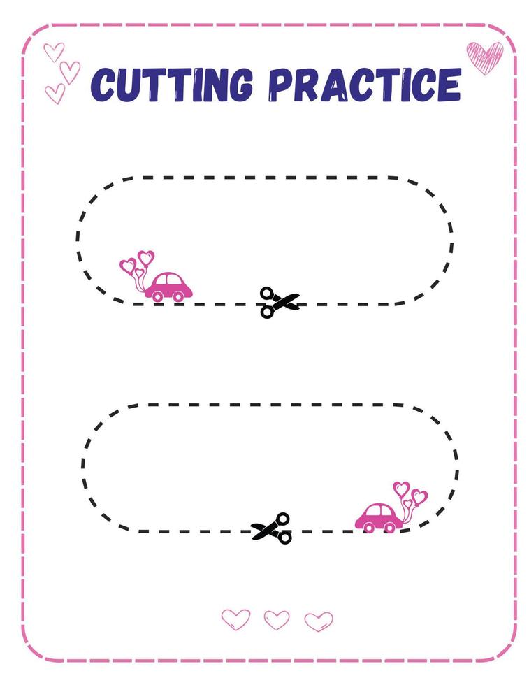 Printable Valentine's Day Cutting Practice vector