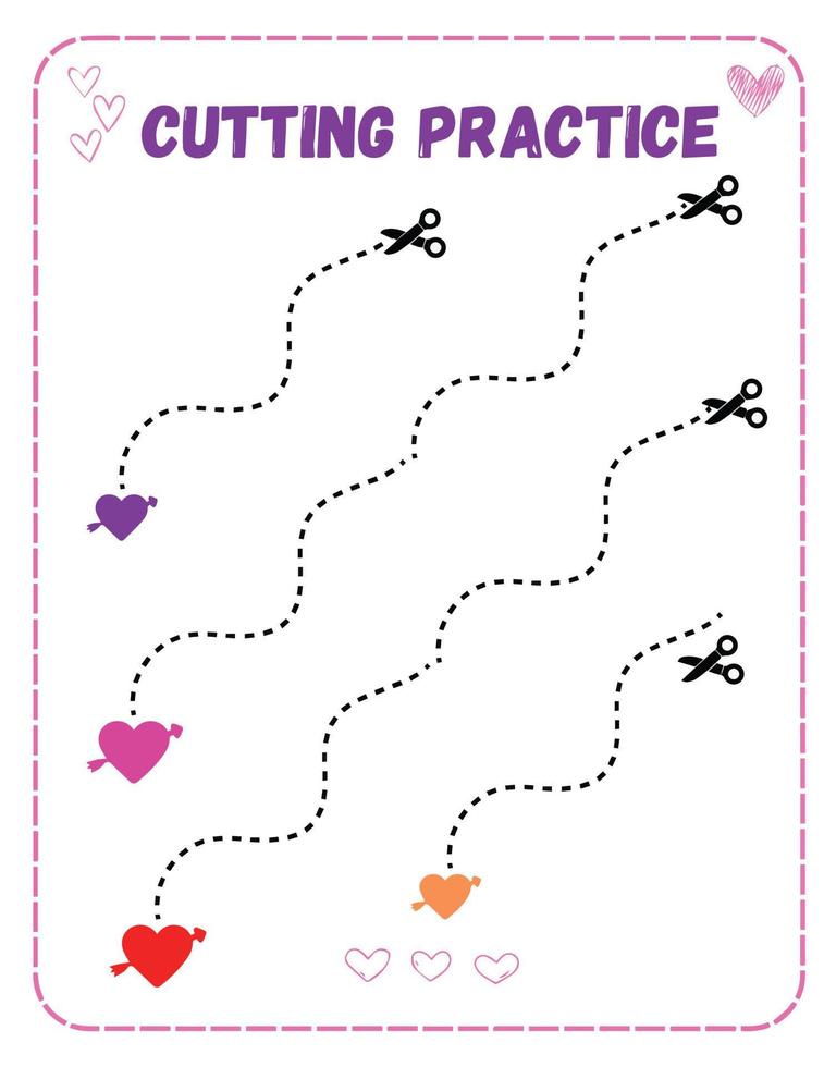 Printable Valentine's Day Cutting Practice vector