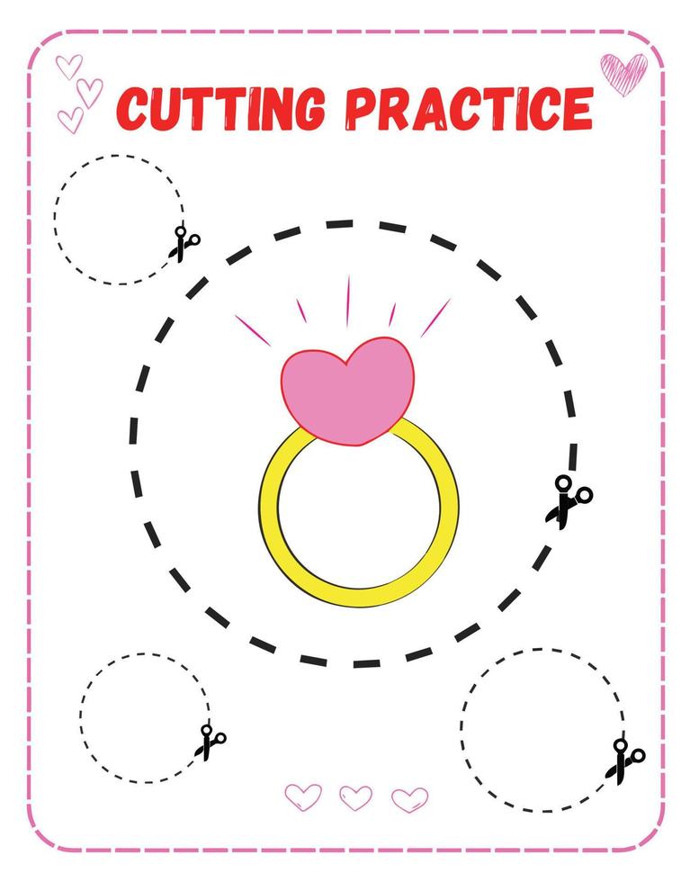 Printable Valentine's Day Cutting Practice vector