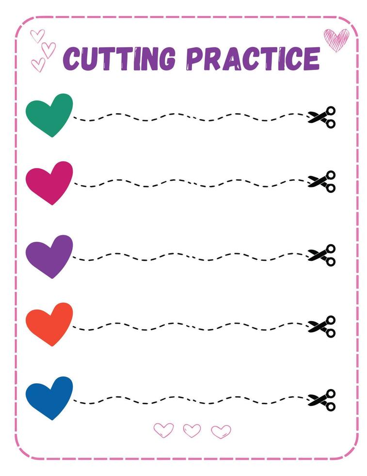 Printable Valentine's Day Cutting Practice vector