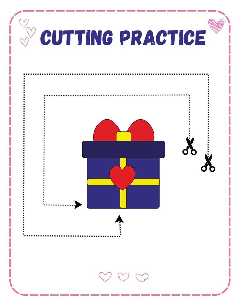 Printable Valentine's Day Cutting Practice vector