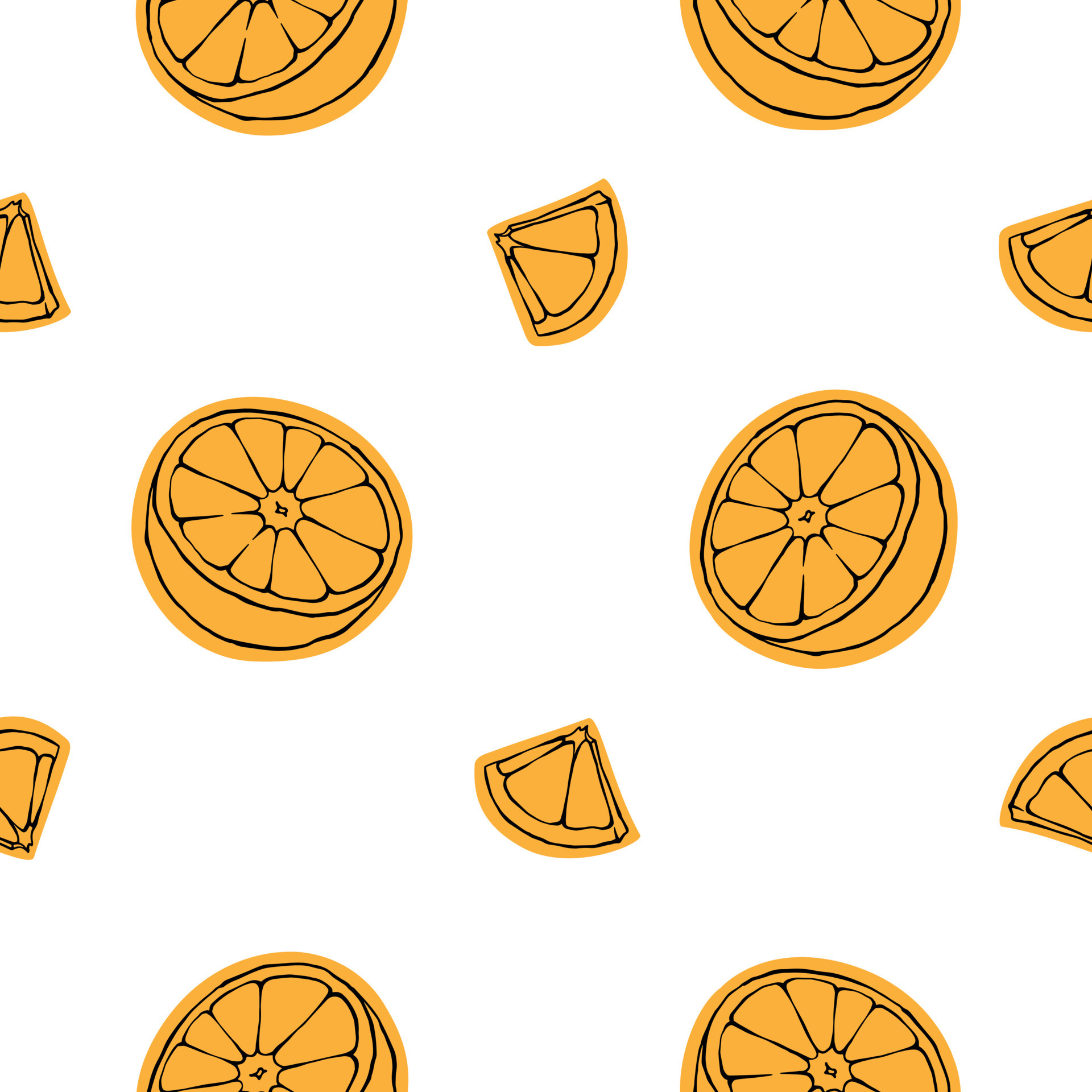 Orange pieces seamless pattern on white background vector minimalistic
