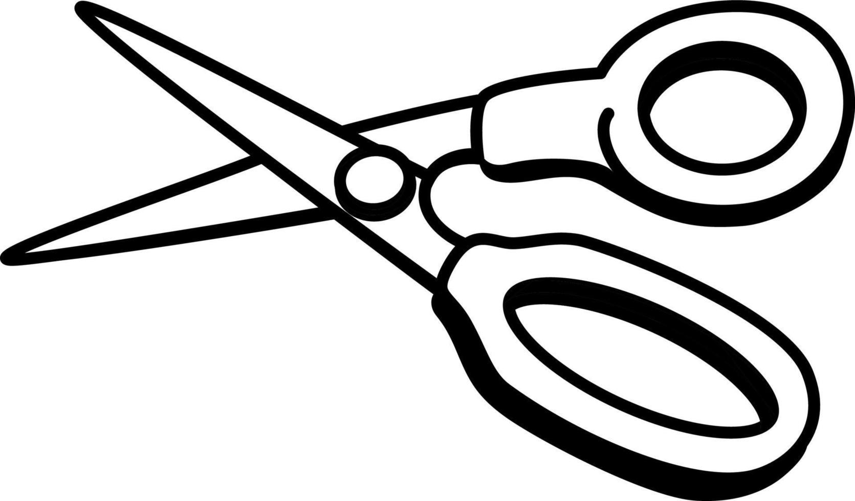 Doodle scissor black and white outline vector drawing. Simple design