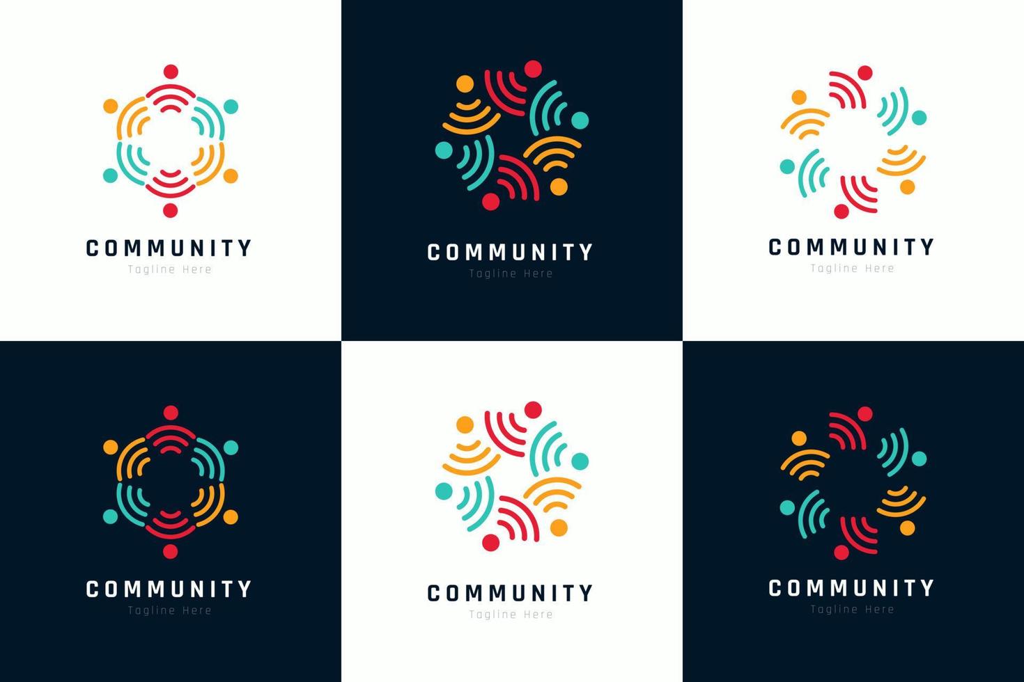 creativo vistoso de personas y comunidad logo diseño para equipos o grupos colección vector