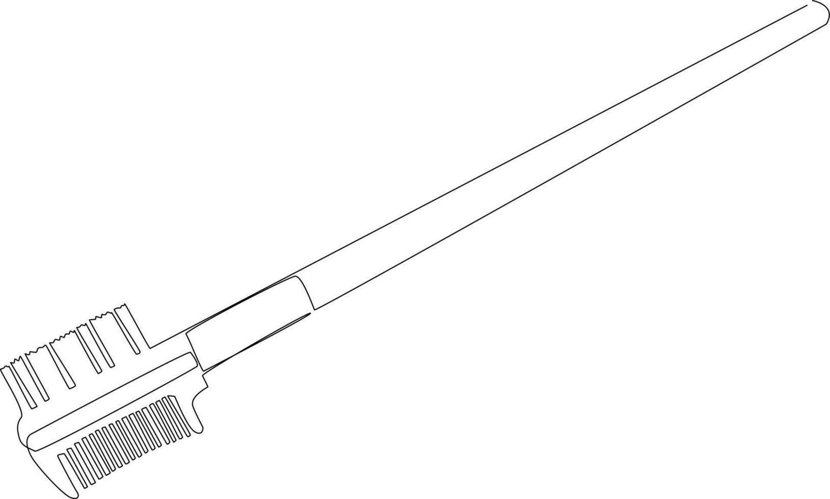 Single one line drawing Make up Eyelash and Eyebrow comb. Cosmetic concept. Continuous line draw design graphic vector illustration.