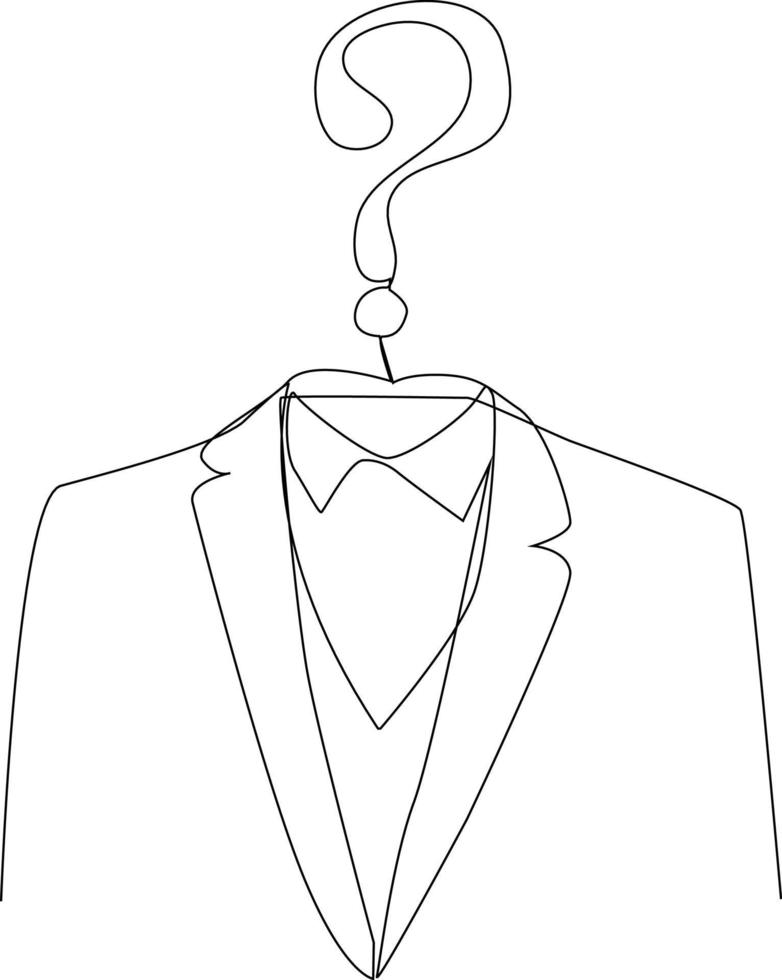 Continuous one line drawing suit and question mark. Frequently Asked Questions Concept. Single line draw design vector graphic illustration.