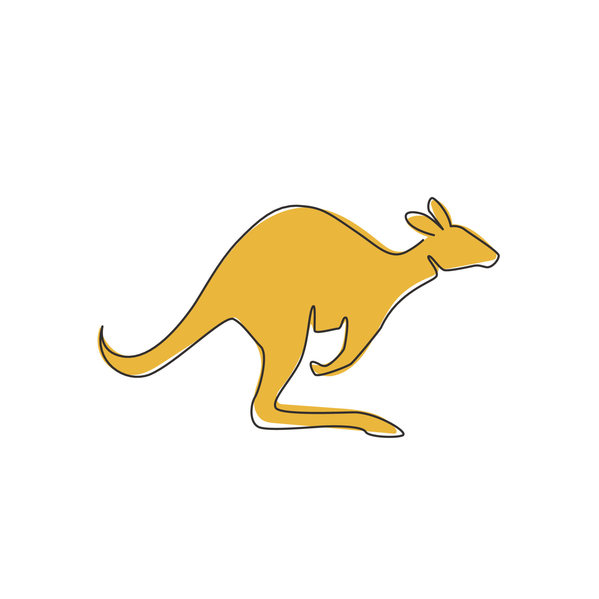 of 20282160 Vector identity. at animal draw Continuous standing business logo for cute Art mascot graphic vector icon. line Wallaby illustration Australia single company kangaroo for line concept drawing from design One