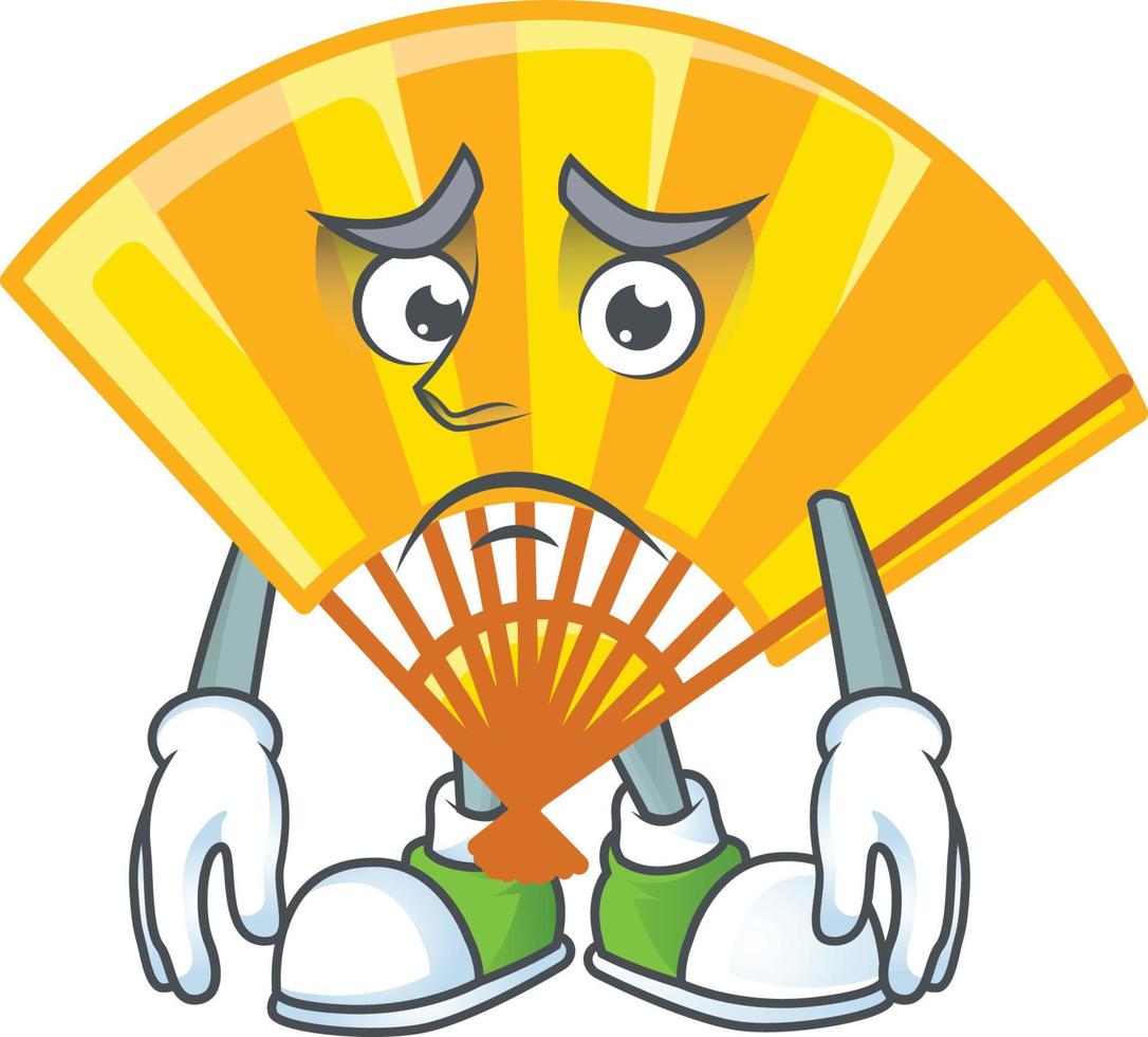 Gold chinese folding fan cartoon character style vector