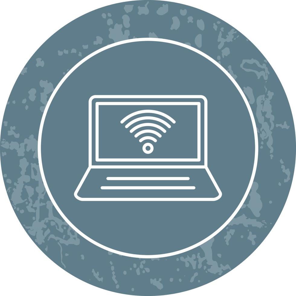 Connected Laptop Line Icon vector