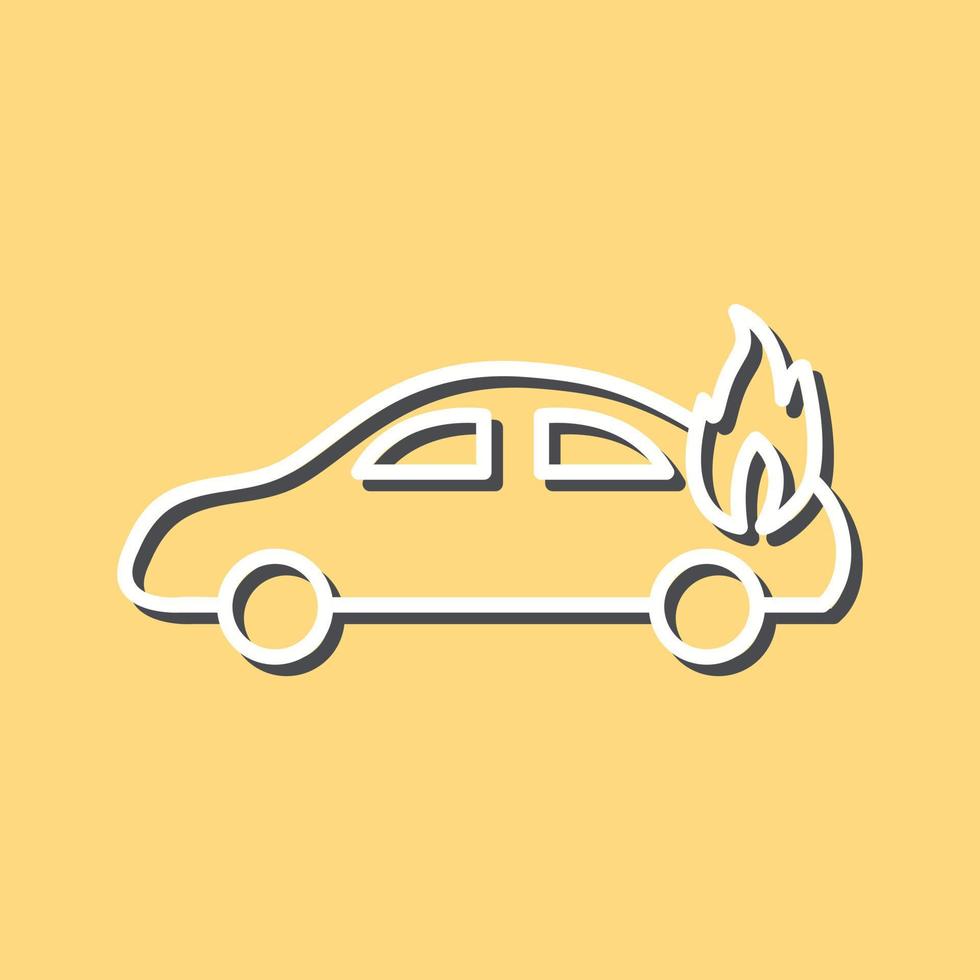 coche único en icono de vector de fuego