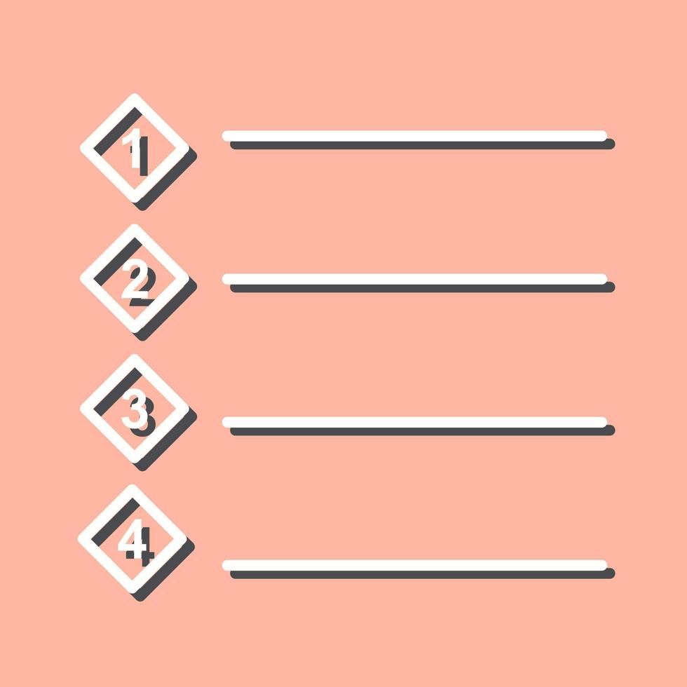 Unique Numbered list Vector Icon