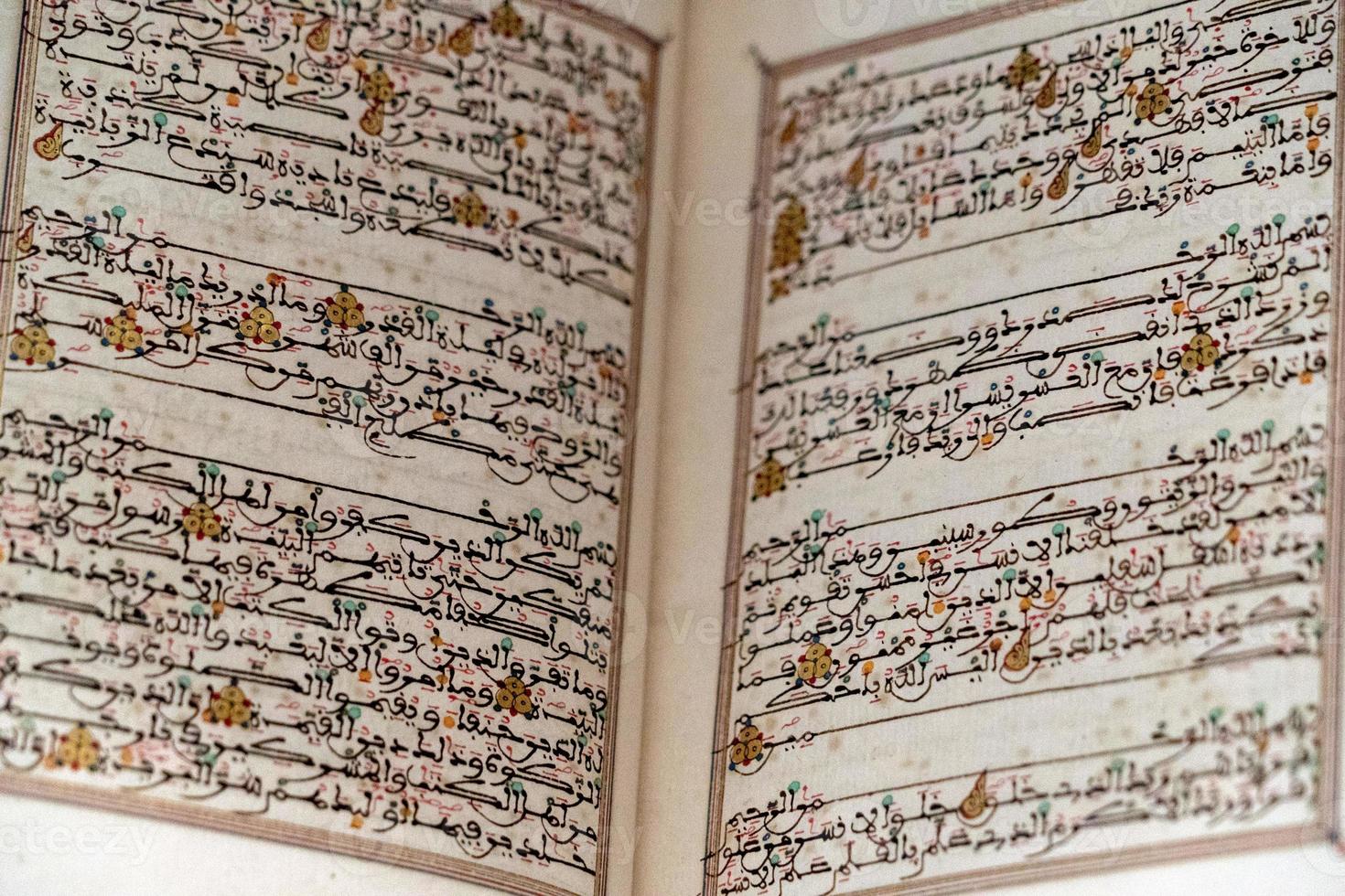Old Coran book close up detail photo