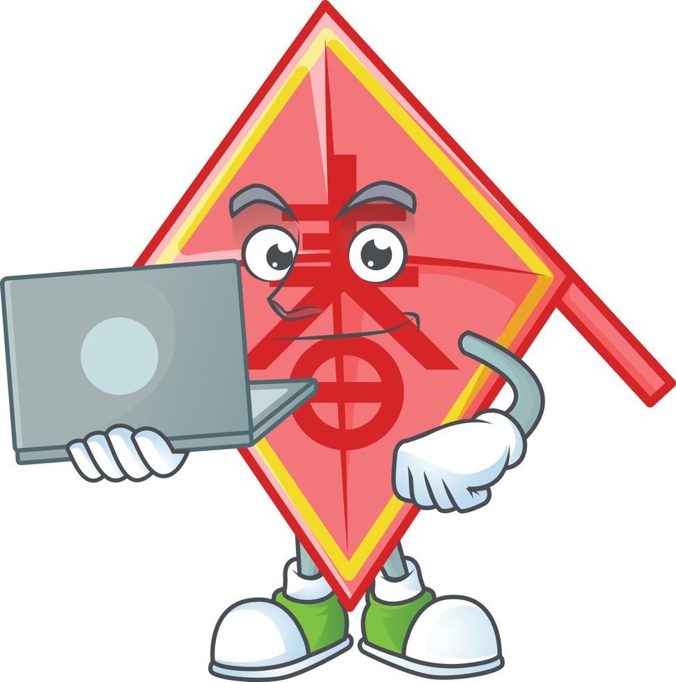 Chinese red kite cartoon character style vector