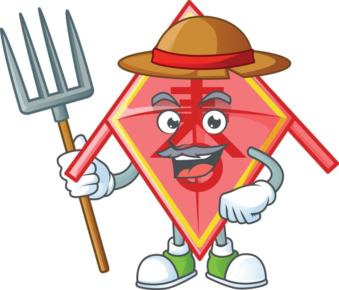 Chinese red kite cartoon character style vector