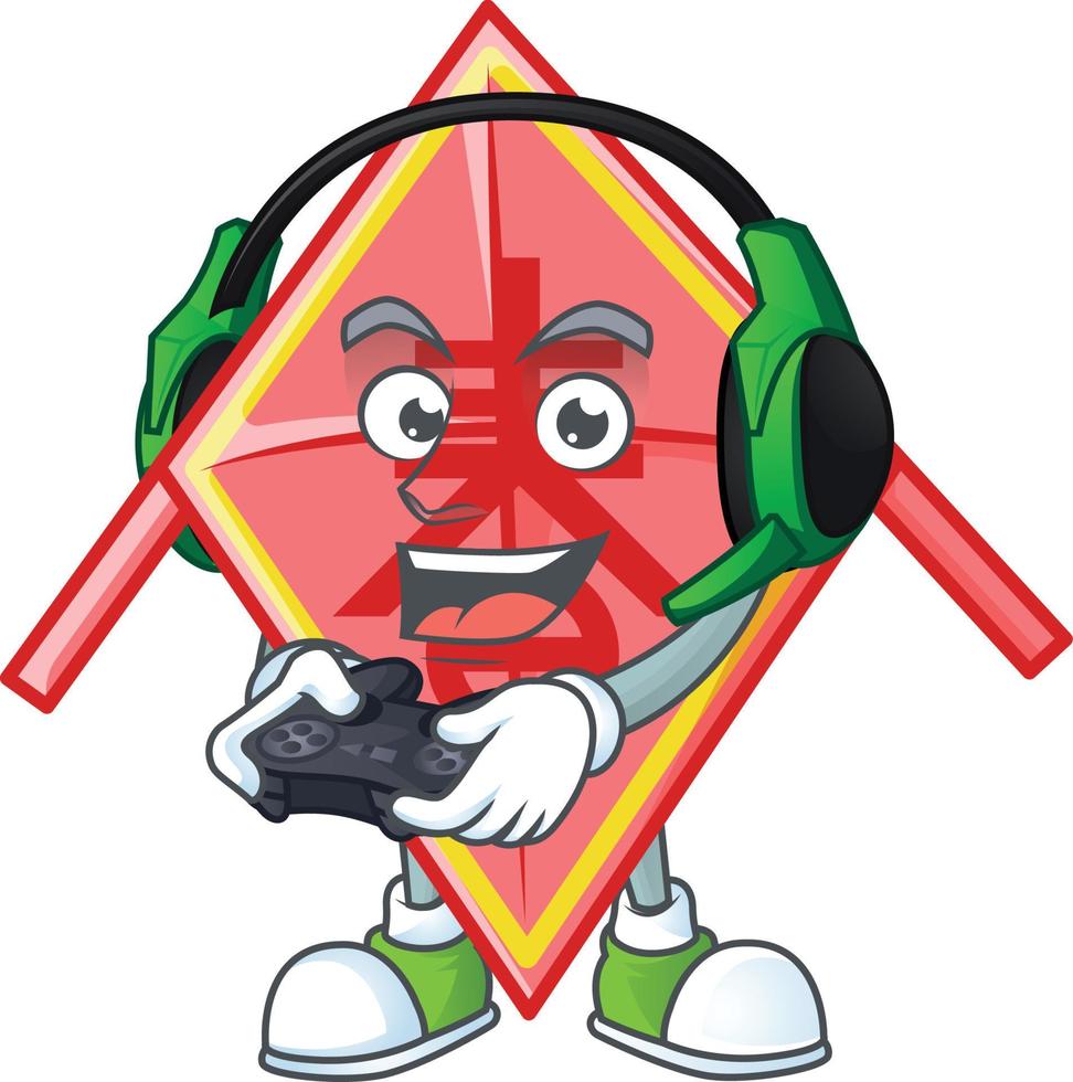 Chinese red kite cartoon character style vector