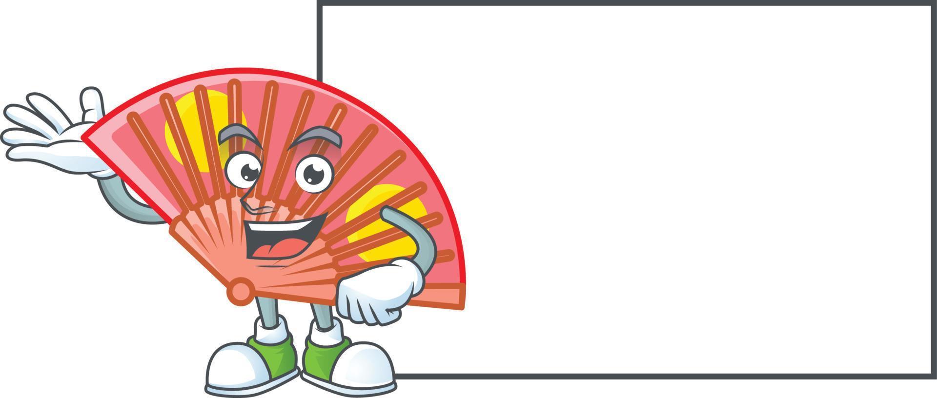 Red chinese folding fan cartoon character style vector