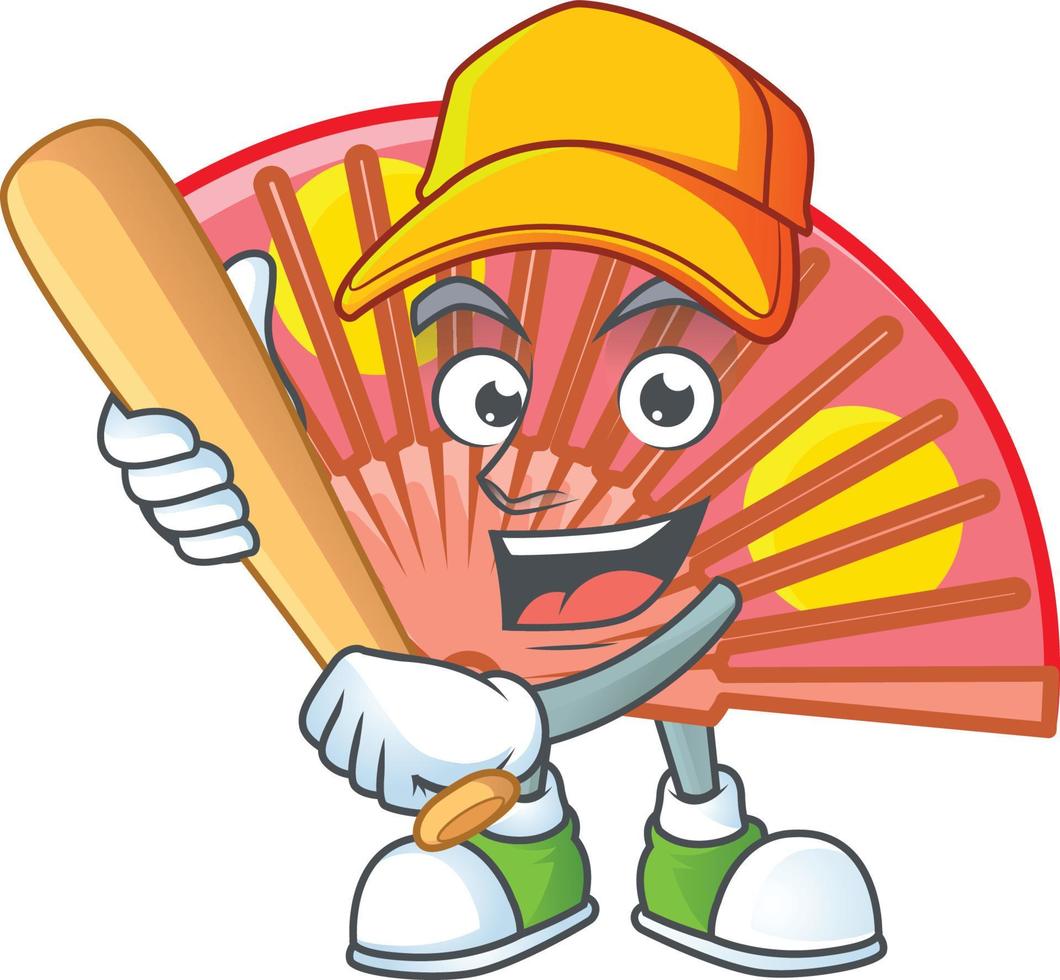 Red chinese folding fan cartoon character style vector