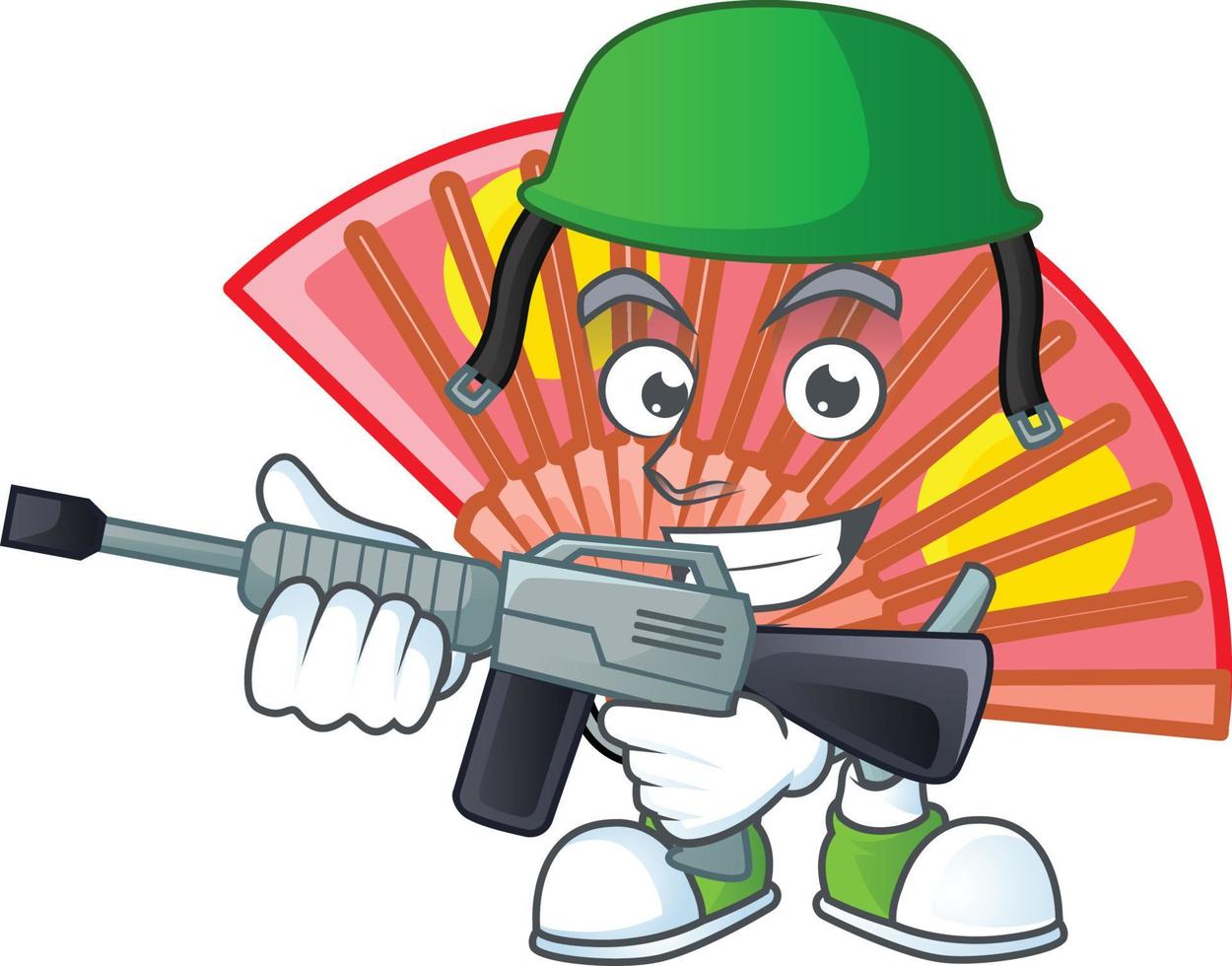Red chinese folding fan cartoon character style vector